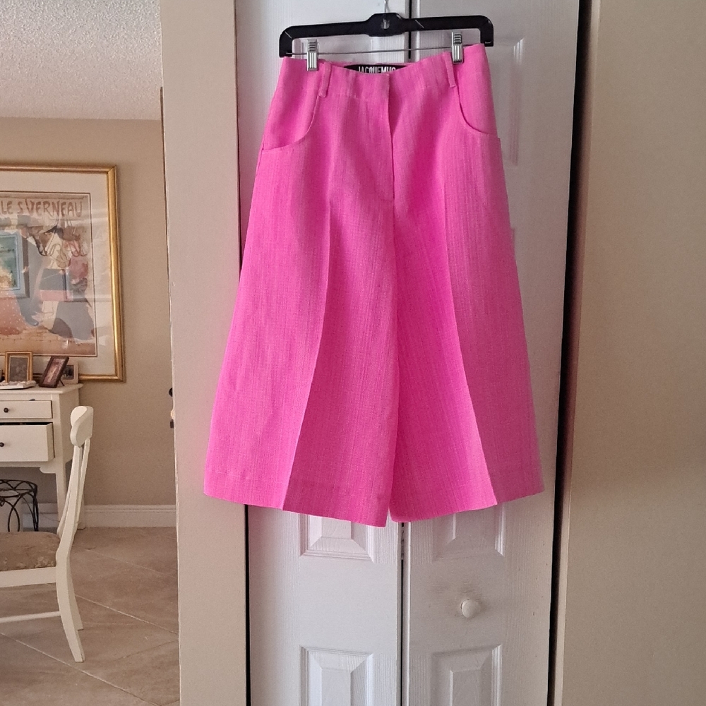 Jacquemus Hot Pink Wide Leg Culotte Pants Excellent Sz36